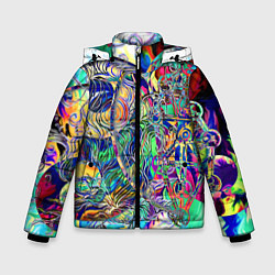 Куртка зимняя для мальчика Сплетенные круги Инь Ян, цвет: 3D-светло-серый