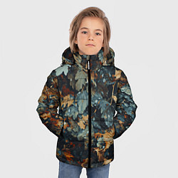 Куртка зимняя для мальчика Реалистичный камуфляж из сухих листьев, цвет: 3D-черный — фото 2
