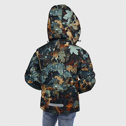 Зимняя куртка для мальчика Реалистичный камуфляж из сухих листьев / 3D-Черный – фото 4