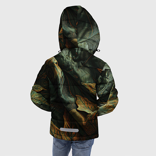 Зимняя куртка для мальчика Реалистичный охотничий камуфляж из ткани и листьев / 3D-Светло-серый – фото 4