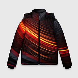 Зимняя куртка для мальчика Яркая оранжевая полосы на черной абстракции