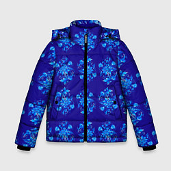 Зимняя куртка для мальчика Узоры гжель на синем фоне