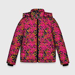 Зимняя куртка для мальчика Взаимосвязанные листочки, розового жёлтого и синег