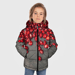 Куртка зимняя для мальчика Гранат зёрна граната на сером, цвет: 3D-красный — фото 2