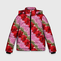 Куртка зимняя для мальчика Фон с лилиями и розами, цвет: 3D-светло-серый