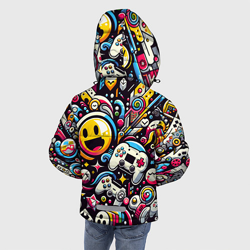 Зимняя куртка для мальчика Паттерн с играми / 3D-Черный – фото 4