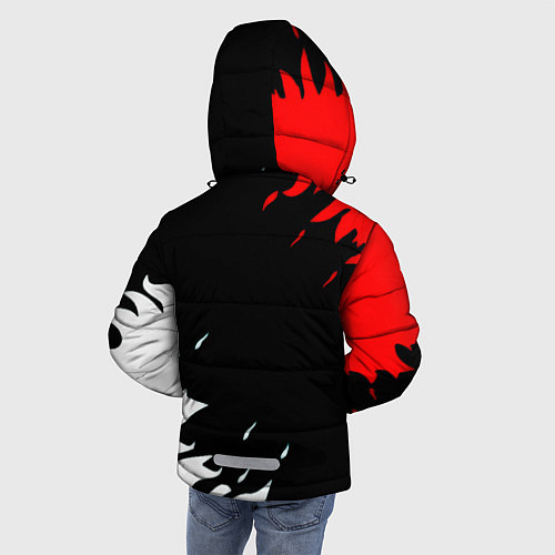 Зимняя куртка для мальчика Half life текстура огонь / 3D-Черный – фото 4