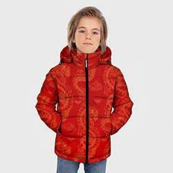 Куртка зимняя для мальчика Красный - дракон, цвет: 3D-светло-серый — фото 2