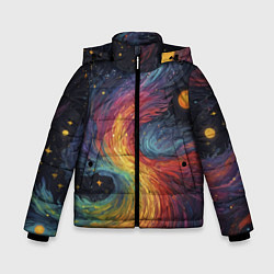 Куртка зимняя для мальчика Звездный вихрь абстрактная живопись, цвет: 3D-красный