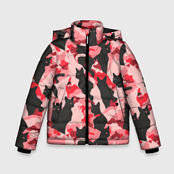 Куртка зимняя для мальчика Розовый камуфляж из котов, цвет: 3D-светло-серый