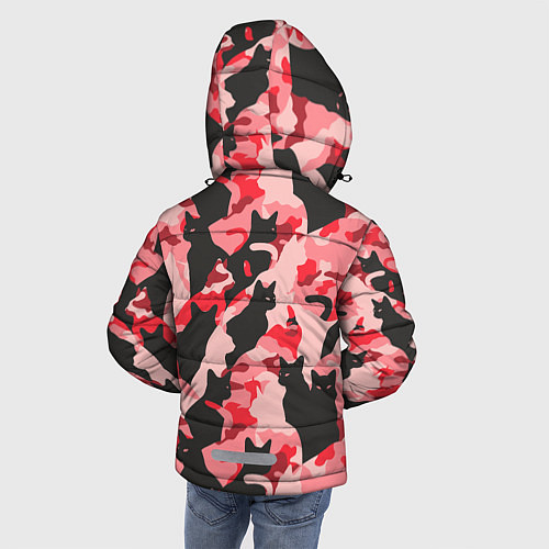 Зимняя куртка для мальчика Розовый камуфляж из котов / 3D-Черный – фото 4