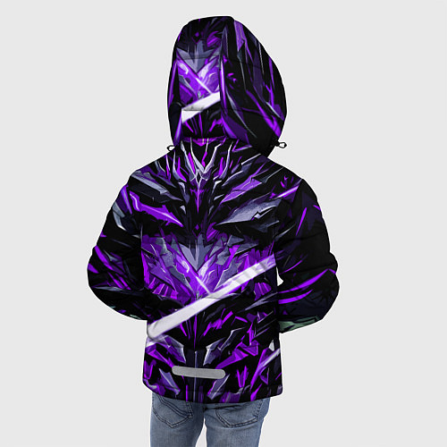 Зимняя куртка для мальчика Фиолетовый камень на чёрном фоне / 3D-Черный – фото 4