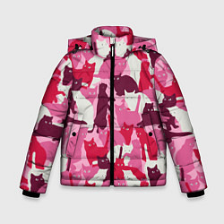 Зимняя куртка для мальчика Розовый кошачий камуфляж