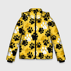Куртка зимняя для мальчика Собачьи следы, цвет: 3D-светло-серый