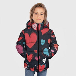 Куртка зимняя для мальчика Сердечный паттерн, цвет: 3D-черный — фото 2