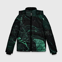 Зимняя куртка для мальчика Черно-зеленый мрамор