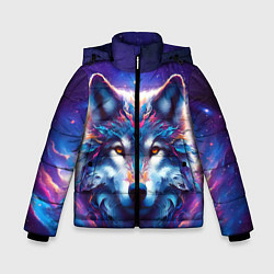 Куртка зимняя для мальчика Волк и звезды, цвет: 3D-черный