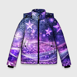 Зимняя куртка для мальчика Абстрактные звезды в фиолетовых искрах