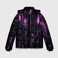 Зимняя куртка для мальчика Киберпанк светящиеся фиолетовые элементы