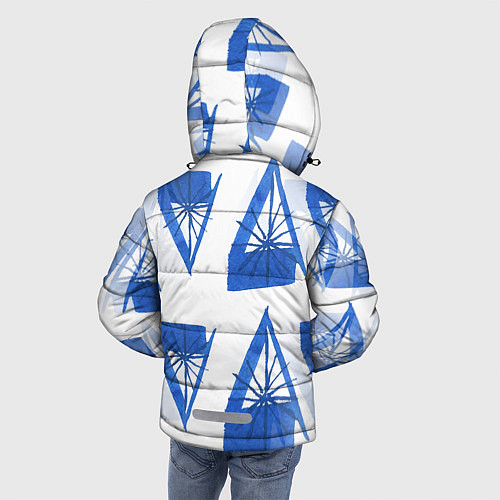 Зимняя куртка для мальчика Акварельные треугольники со снежинками / 3D-Черный – фото 4