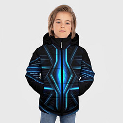 Куртка зимняя для мальчика Синяя неоновая космическая абстракция, цвет: 3D-светло-серый — фото 2