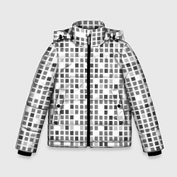 Зимняя куртка для мальчика Серые квадраты на белом фоне