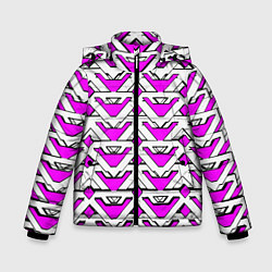 Куртка зимняя для мальчика Бело-розовый узор, цвет: 3D-черный