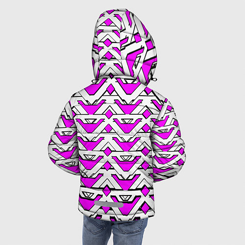 Зимняя куртка для мальчика Бело-розовый узор / 3D-Черный – фото 4