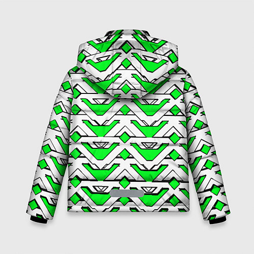 Зимняя куртка для мальчика Бело-зелёный узор / 3D-Светло-серый – фото 2