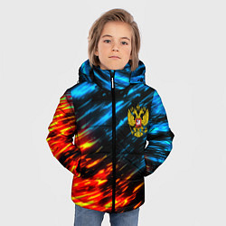 Куртка зимняя для мальчика Герб России огненный стиль, цвет: 3D-светло-серый — фото 2