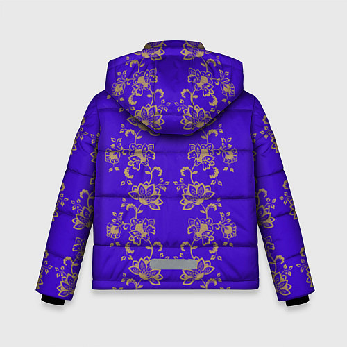 Зимняя куртка для мальчика Контурные цветы на фиолетовом фоне / 3D-Светло-серый – фото 2