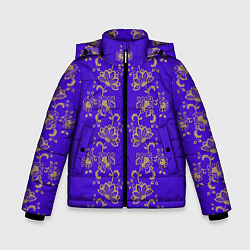 Зимняя куртка для мальчика Контурные цветы на фиолетовом фоне