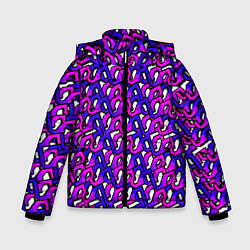 Куртка зимняя для мальчика Фиолетовый узор и чёрная обводка, цвет: 3D-светло-серый