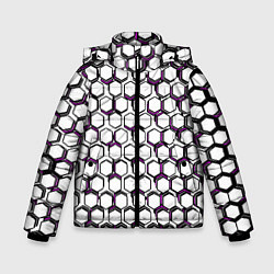 Зимняя куртка для мальчика Киберпанк узор из шестиугольников розовый