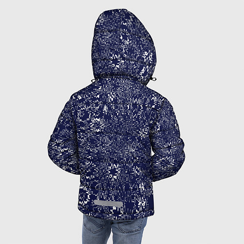Зимняя куртка для мальчика Тёмно-синий с белым абстрактный искажение / 3D-Черный – фото 4