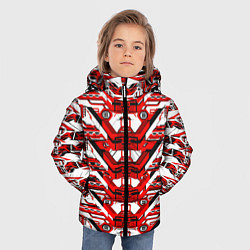 Куртка зимняя для мальчика Красно-белая техно броня, цвет: 3D-черный — фото 2