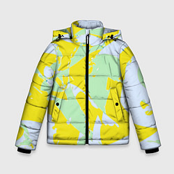 Куртка зимняя для мальчика Салатово-жёлтые пятна, цвет: 3D-черный
