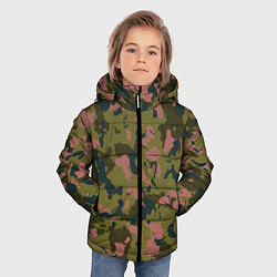 Куртка зимняя для мальчика Камуфляжный паттерн зеленый с розовыми пятнами, цвет: 3D-светло-серый — фото 2