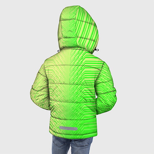 Зимняя куртка для мальчика Зелёные градиентные линии / 3D-Черный – фото 4