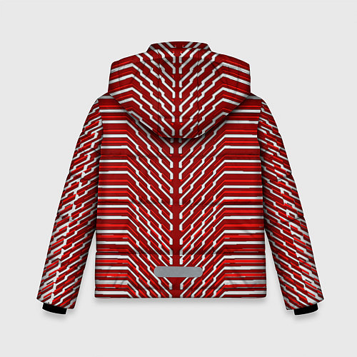 Зимняя куртка для мальчика Белые линии на красном фоне / 3D-Светло-серый – фото 2