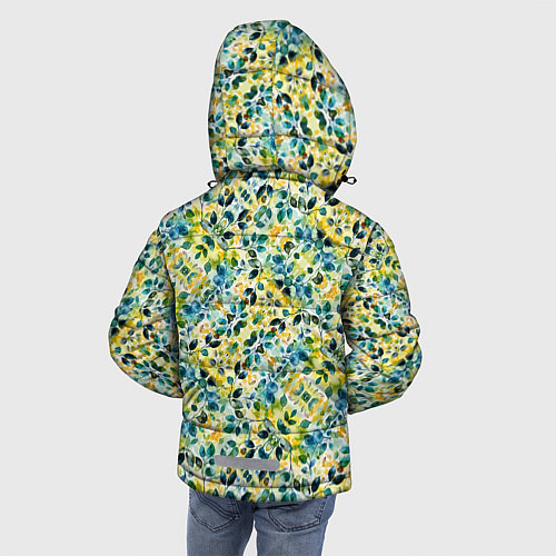 Зимняя куртка для мальчика Нежные весенние акварельные листья / 3D-Черный – фото 4