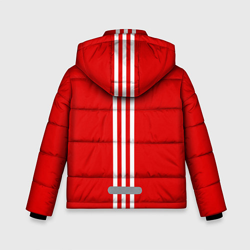 Зимняя куртка для мальчика Россия три полоски на красном фоне / 3D-Светло-серый – фото 2