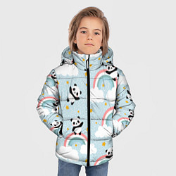 Куртка зимняя для мальчика Панда на радуге, цвет: 3D-светло-серый — фото 2