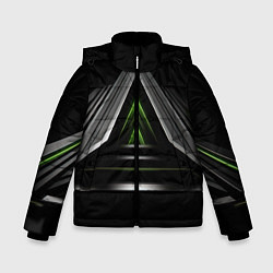 Куртка зимняя для мальчика Black green abstract nvidia style, цвет: 3D-черный