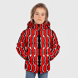 Куртка зимняя для мальчика Красные и белые техно линии, цвет: 3D-светло-серый — фото 2