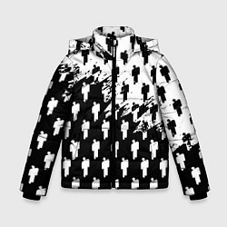 Куртка зимняя для мальчика Billie Eilish pattern black, цвет: 3D-светло-серый