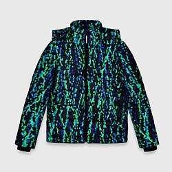 Куртка зимняя для мальчика Тёмный сине-зелёный паттерн мелкая мозаика, цвет: 3D-черный