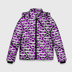 Зимняя куртка для мальчика Фиолетово-белый узор на чёрном фоне