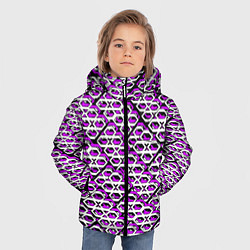 Куртка зимняя для мальчика Фиолетово-белый узор на чёрном фоне, цвет: 3D-черный — фото 2