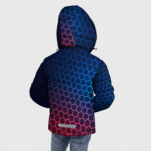 Зимняя куртка для мальчика FNAF неоновые соты / 3D-Черный – фото 4